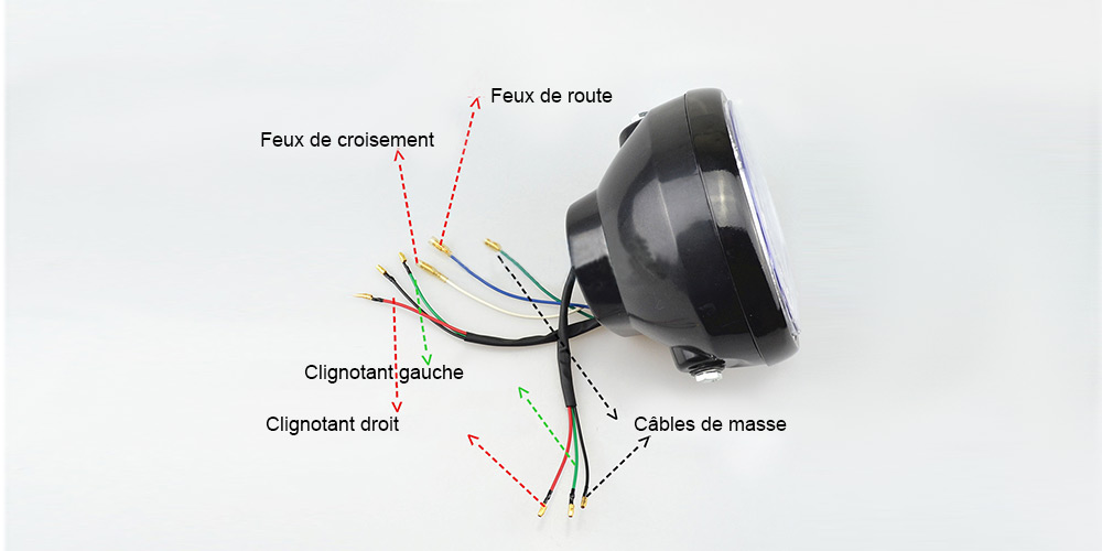 Câblage phare de moto LED